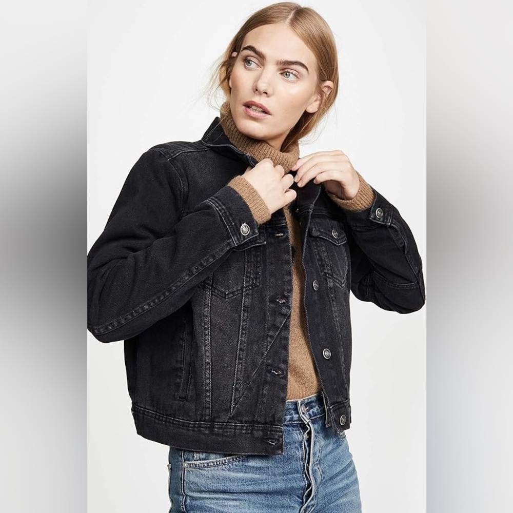 NWOT Free People Rumors Denim Jacket in Black